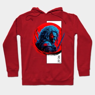 Lion Red & black ,Courage in Japanese Hoodie